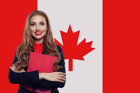 Canada concept Young woman student with the Canada flag Live, work, education and internship in Canada